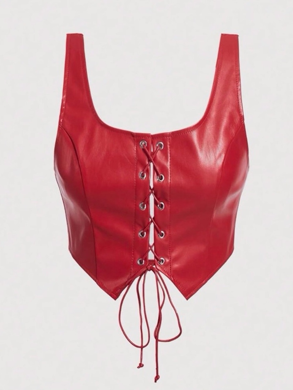 Red Vinyl PVC Corset Top Small NWT